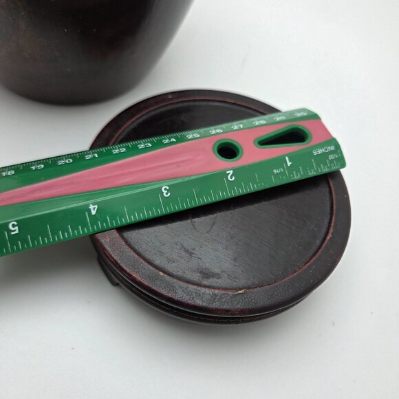 Vintage Globe Wood Vase with Base Mango Accents - Picture 14 of 16